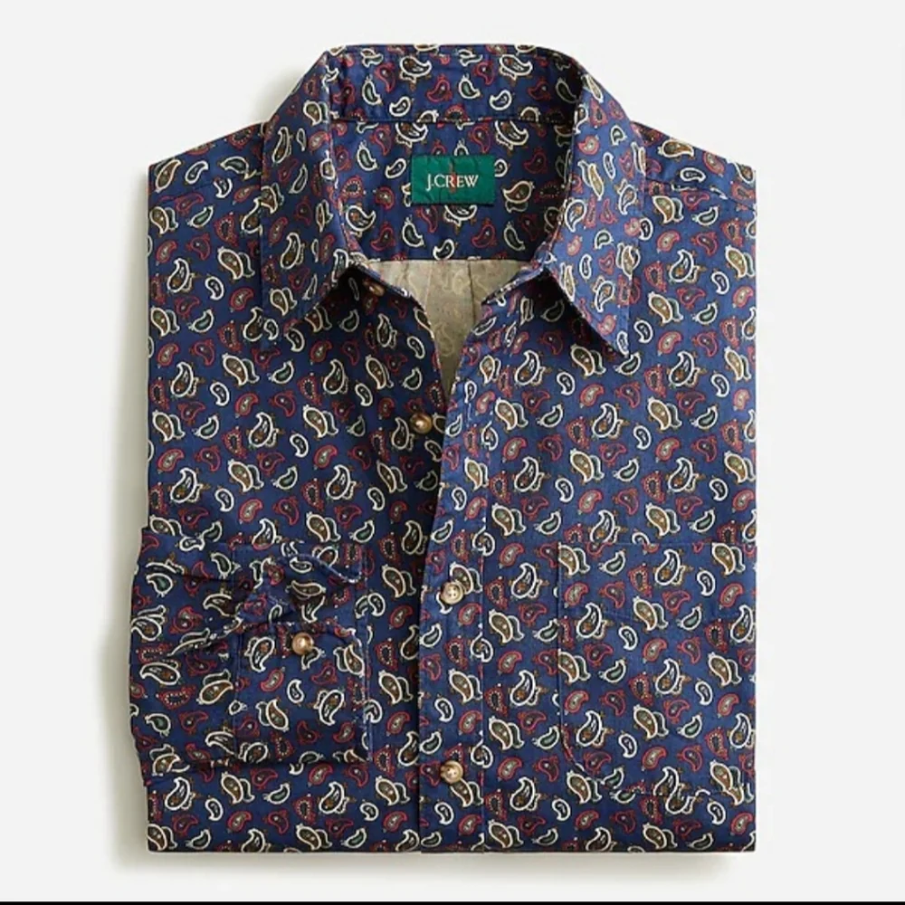 J.CREW Vintage twill shirt in Khalia Navy Blue Paisley Men's LG. BNWT SO $90